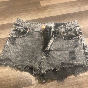 Acid Wash Black Garage Shorts